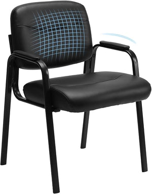 Leather Reception Chair with Padded Arms – No Wheels