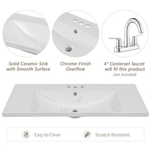 36" Bathroom Vanity with Sink, 3 Drawers & Soft-Close Doors