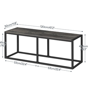 Industrial Dining Bench 47.2 Inch — Engineered Wood & Metal Frame