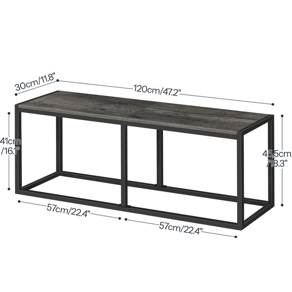 Industrial Dining Bench 47.2 Inch — Engineered Wood & Metal Frame