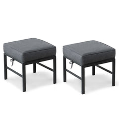 Aluminum Outdoor Patio Ottomans with Cushions, Set of 2