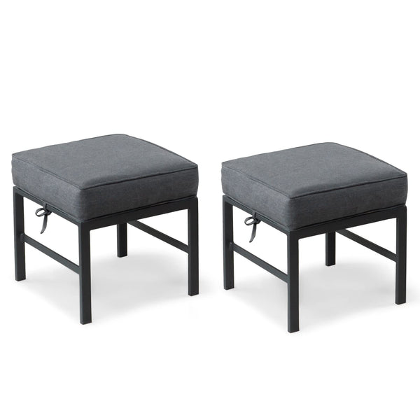 Aluminum Outdoor Ottoman Set of 2 with Cushions