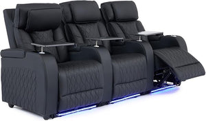 Home Theater Seating – Top Grain Leather Recliner Sofa