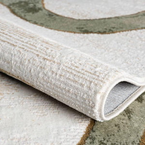 Abstract Graffiti Washable Area Rug – Beige Green