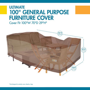 Waterproof Outdoor Patio Furniture Cover – 100"W x 70"D x 29"H