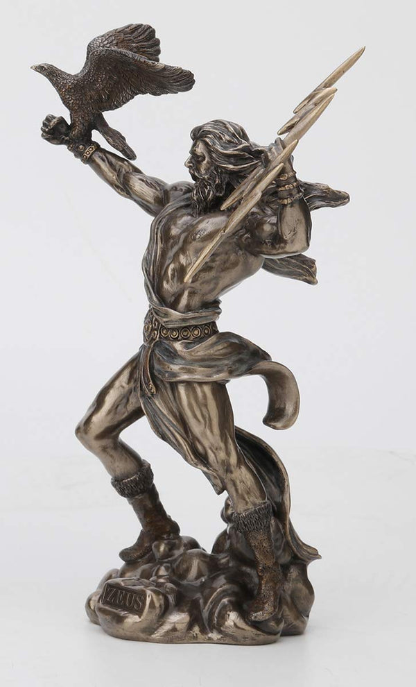 Zeus Thunderbolt Strike Cold Cast Bronze Resin Statue