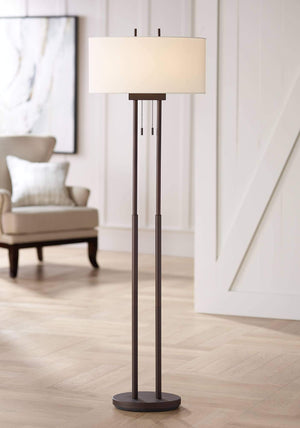 Twin Pole Floor Lamp 62" – Oil Rubbed Bronze with Oval Shade