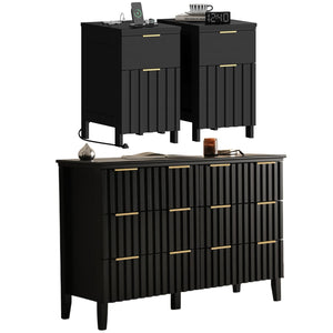 Modern Fluted 3-Piece Bedroom Set