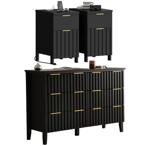 Modern Fluted 3-Piece Bedroom Set