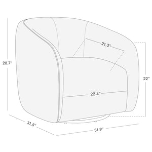 360° Swivel Accent Chair – Cream Fabric, Round Barrel Design