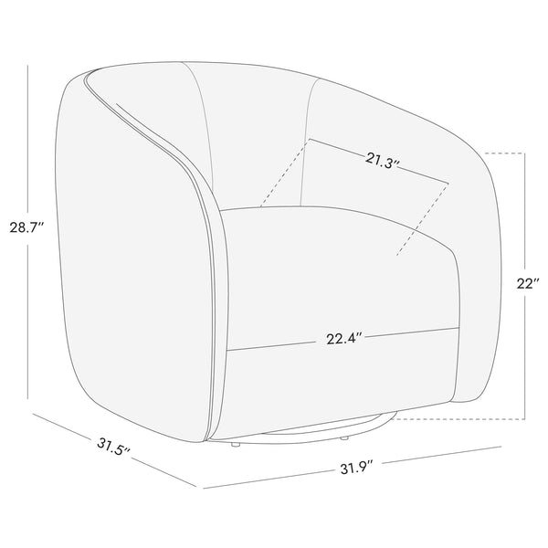 360° Swivel Accent Chair – Cream Fabric, Round Barrel Design