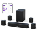 7.1ch Virtual Surround Sound Bar with 4 Surround Speakers & Subwoofer