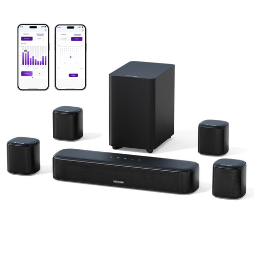 7.1ch Virtual Surround Sound Bar with 4 Surround Speakers & Subwoofer
