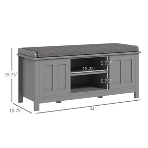 Entryway Shoe Storage Bench with Sliding Doors & Padded Seat