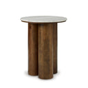 Round Marble Top Accent End Table with Wood Legs