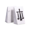 Marble Scales of Justice Bookends – White Wedge Set of 2