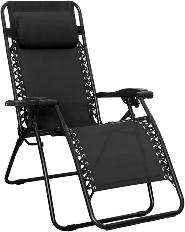 Zero Gravity Reclining Outdoor Lounge Chair with Pillow