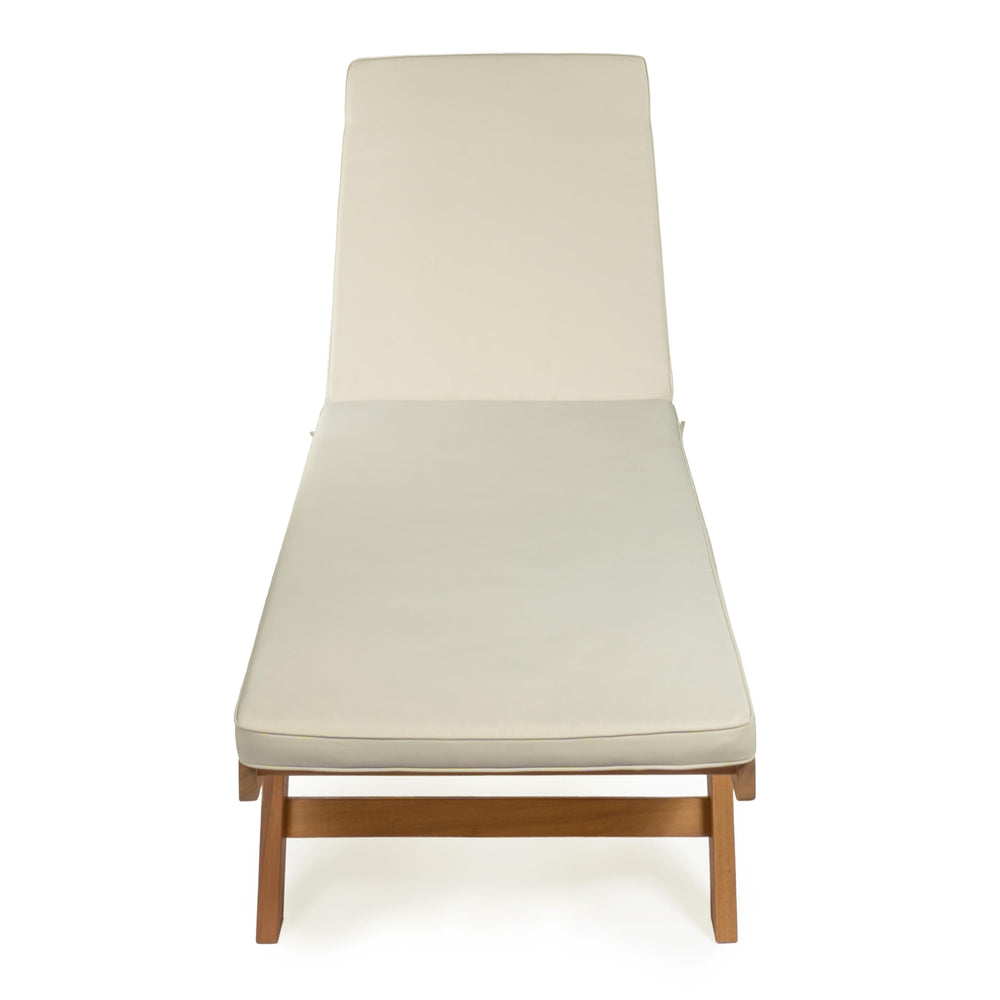 Acacia Wood Outdoor Chaise Lounge Chair with Cushion & Wheels