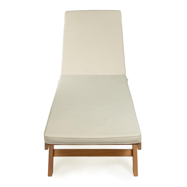 Acacia Wood Outdoor Chaise Lounge Chair with Cushion & Wheels