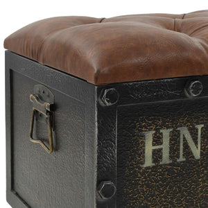 Storage Bench with Castors – Brown Faux Leather