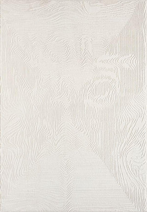 Cream Geometric Area Rug – Wavy Border Pattern