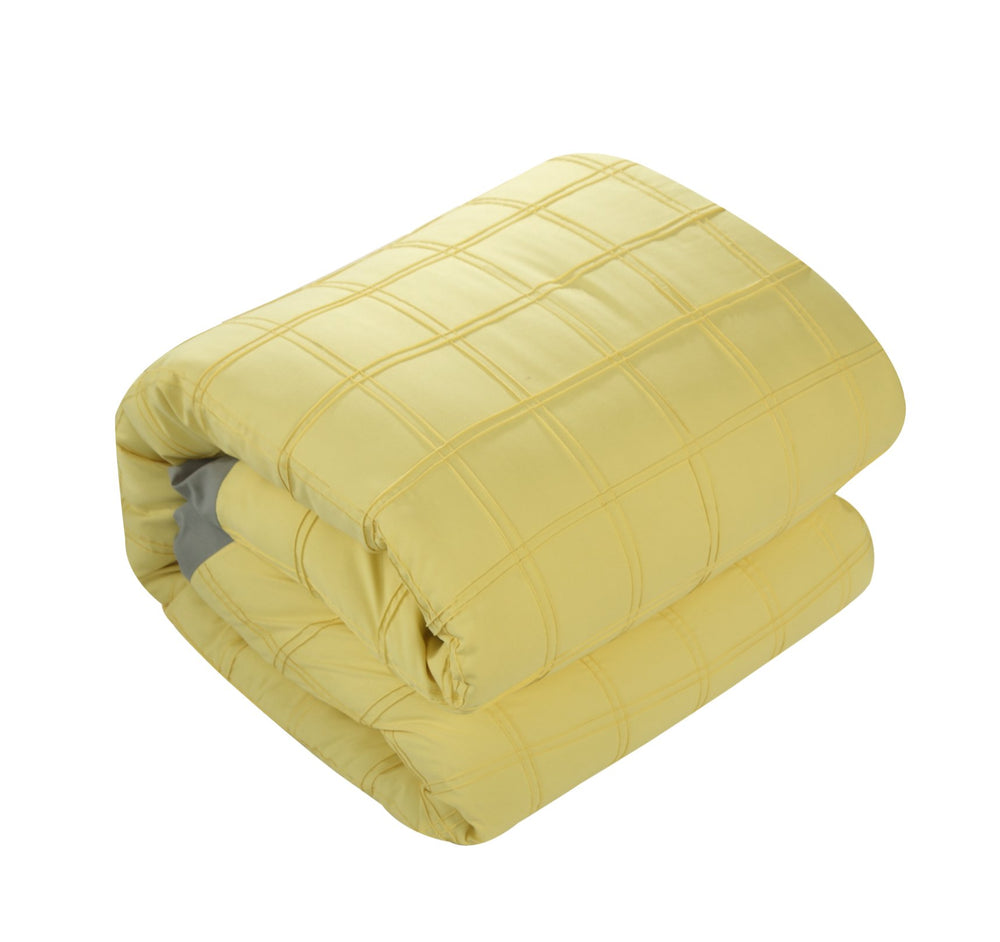 8-Piece Pintuck Color Block Comforter Set – Yellow Queen Bedding