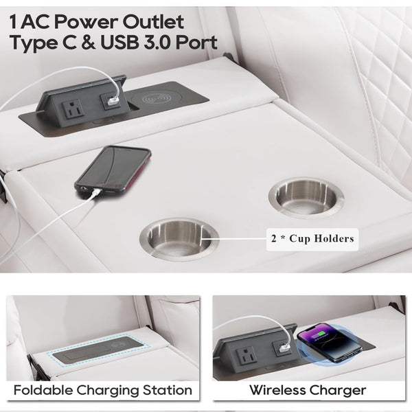 Power Reclining Sofa Set with LED & Speakers