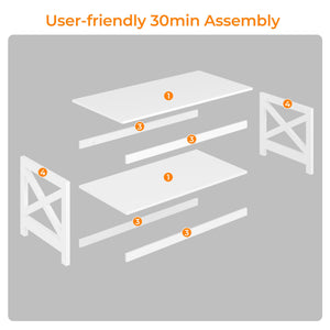 2-Tier Coffee Table with Storage Shelf and X-Design Legs