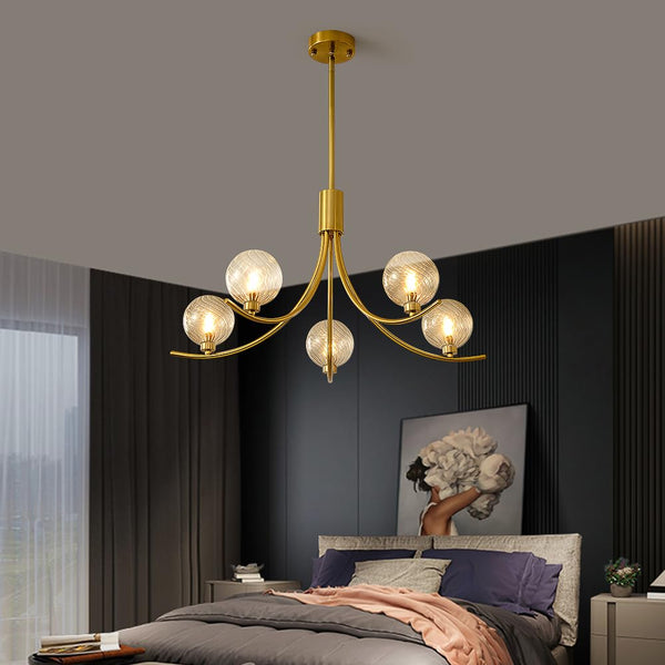 Modern Glass Globe Chandelier – Gold Multi-Light Ceiling Fixture