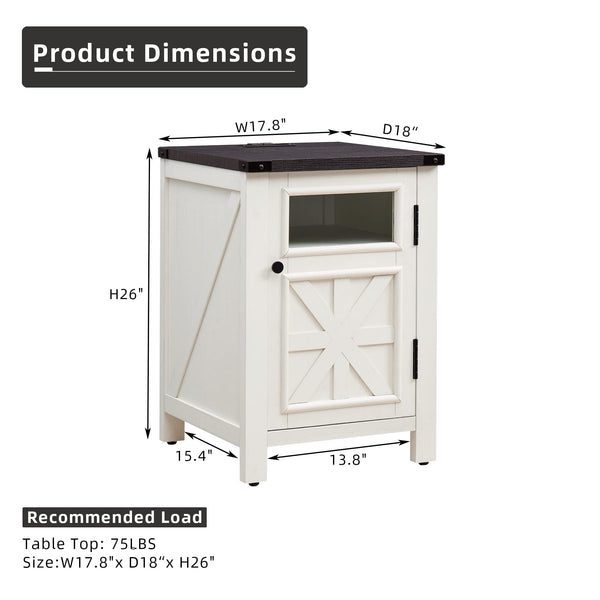 Farmhouse Bedroom Set with Barn Door Storage – King & Queen Bed + 2 Nightstands