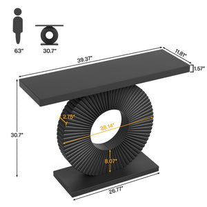 Modern Console Table with Geometric Base | 40 Inch Entryway Sofa Table