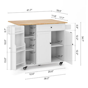 41.7" Kitchen Island with Drop Leaf, Storage Cabinet & Drawer
