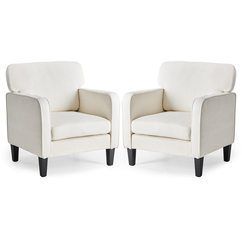 Mid-Century Accent Chair Set of 2 – Upholstered Lounge Chair with Armrest