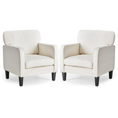Mid-Century Accent Chair Set of 2 – Upholstered Lounge Chair with Armrest