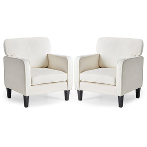 Mid-Century Accent Chair Set of 2 – Upholstered Lounge Chair with Armrest