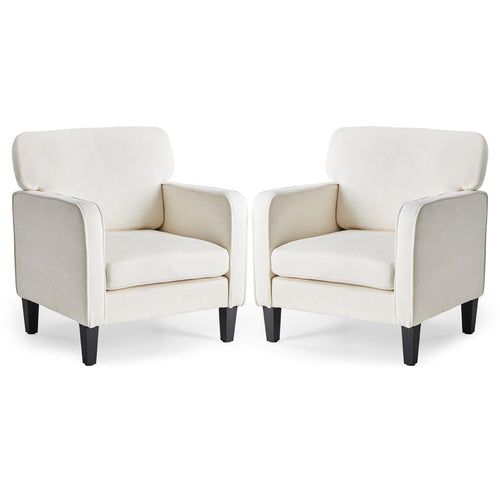 Mid-Century Accent Chair Set of 2 – Upholstered Lounge Chair with Armrest