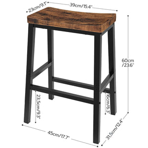 Industrial Saddle Bar Stools Set of 2 with Footrests