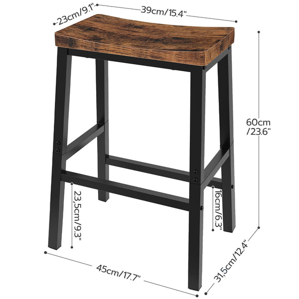 Industrial Saddle Bar Stools Set of 2 with Footrests