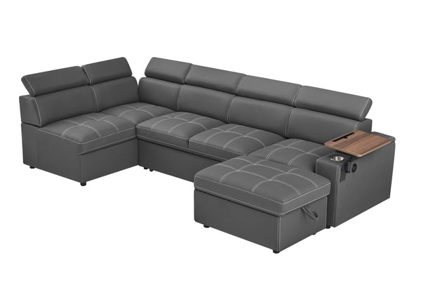 U-Shaped Sectional Sleeper Sofa with Pull-Out Bed