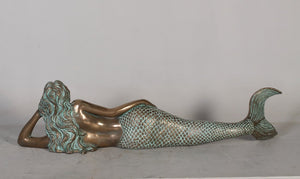 Lying Mermaid Sculpture – Bronze Finish