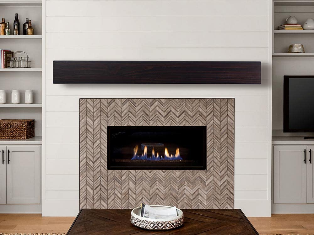 Floating Wood Fireplace Mantel Shelf with Hidden Storage