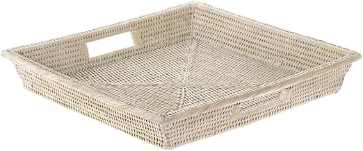 Rattan Square Serving Tray with Handles