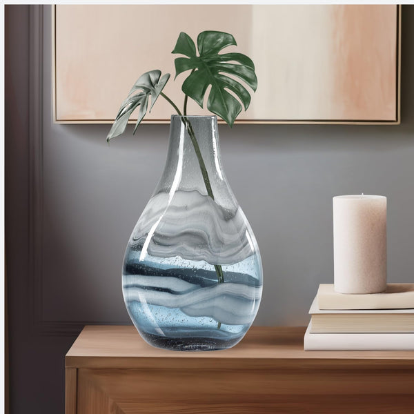 Blue Glass Vase – Handmade Coastal Home Decor