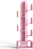 5-Tier Cactus Tree Bookshelf, 50" Tall Wood Storage Rack