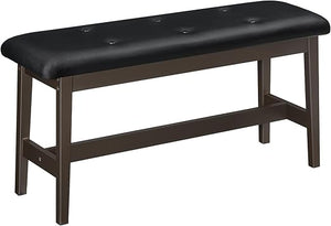 Bamboo Dining Bench with Upholstered PU Leather Seat