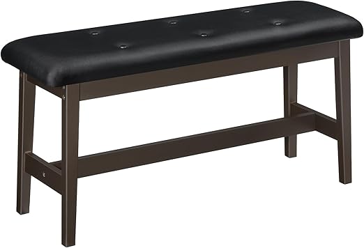 Bamboo Dining Bench with Upholstered PU Leather Seat