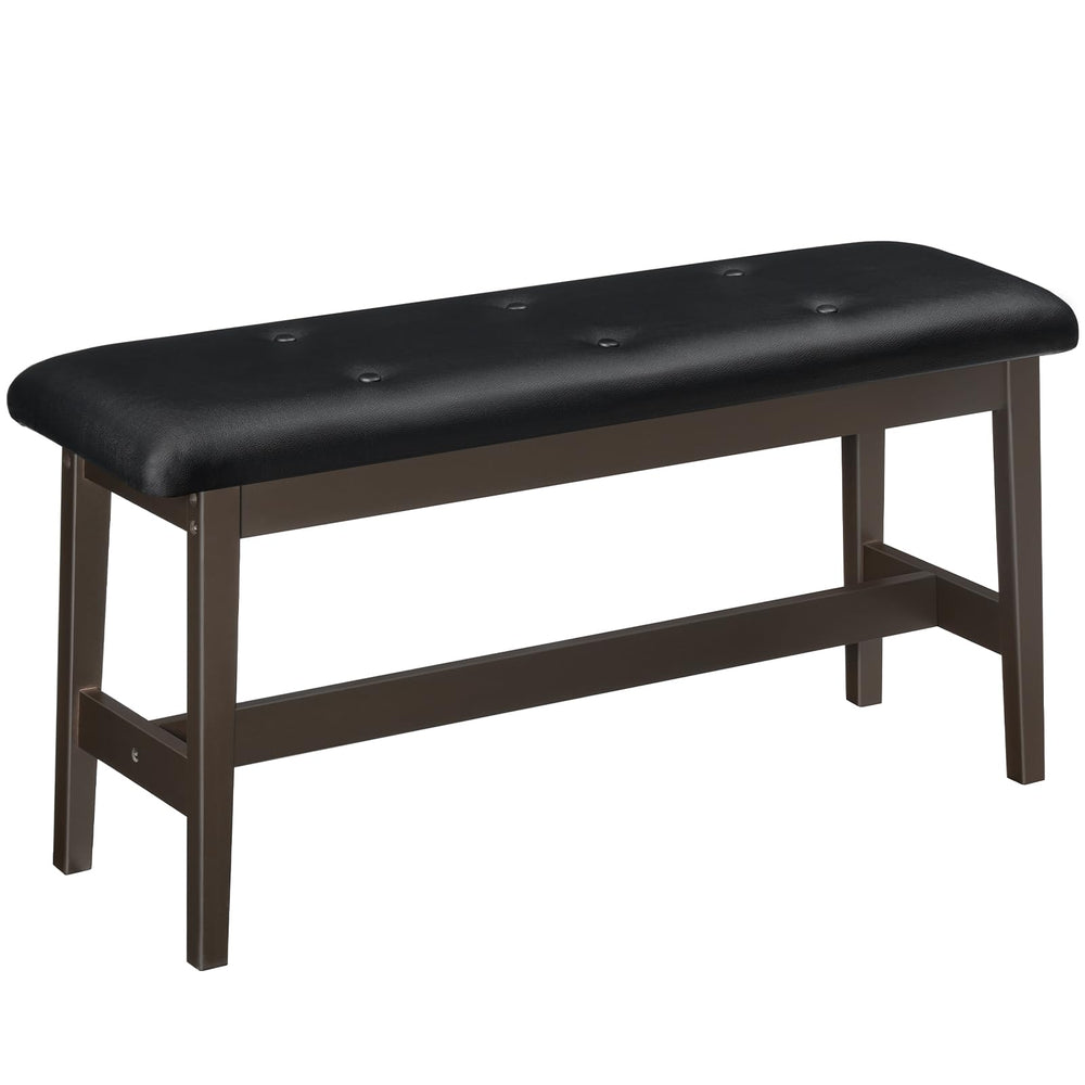 Bamboo Dining Bench with PU Leather Upholstered Seat