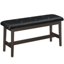 Bamboo Dining Bench with PU Leather Upholstered Seat