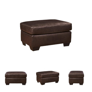Dark Brown Leather Rectangular Ottoman