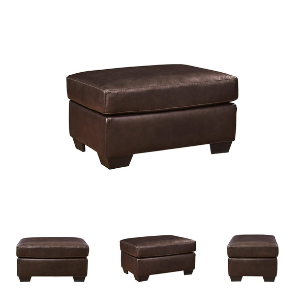 Dark Brown Leather Rectangular Ottoman